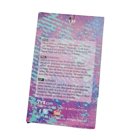 TYR DuraFast Lite Girls SUNSET PLAID Maxfit 1pc Swimsuit Dk Violet Pink Size 12 - Picture 8 of 15